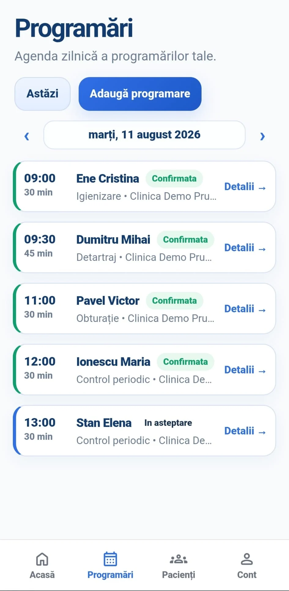 Agenda unui medic în PruDent pe telefon
